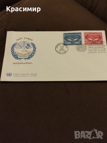 Първо дневен плик ООН 1965 г., снимка 1