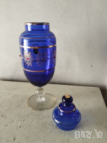 стъклена купа с капак, снимка 4 - Антикварни и старинни предмети - 46425256