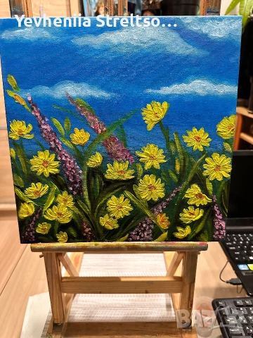 Картина маслом ЛУГОВЫЕ ЦВЕТЫ, снимка 2 - Картини - 52880523