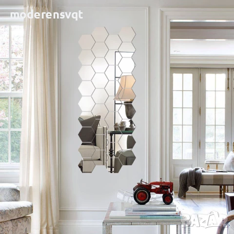 Комплект шестоъгълни декоративни огледала, 5 бр., снимка 7 - Други - 51226925