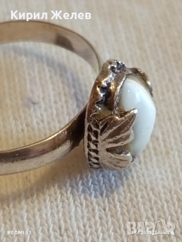 Дамски сребърен пръстен с флорален мотив и полускъпоценен камък 52488, снимка 6 - Пръстени - 52848182