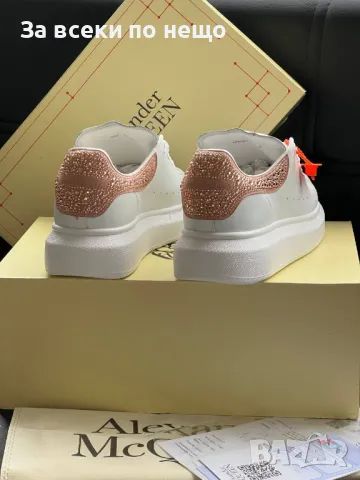 Alexander McQueen Дамски Бели Маратонки С Кристали👟Дамски Спортни Обувки С Камъни Код E185, снимка 4 - Маратонки - 50409434