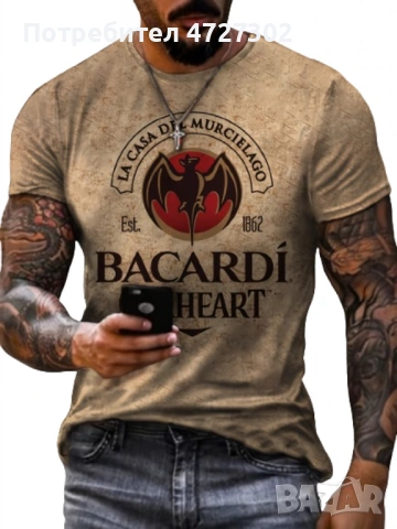 Мъжка тениска с графика на прилеп,3D щампа,кръгло деколте и къси ръкави за лятото