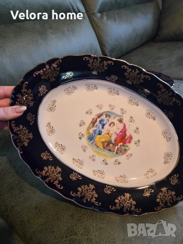 2 бр. Големи чинии от ОРИГИНАЛЕН ЧЕШКИ КОБАЛТ, снимка 5 - Чинии - 53149082