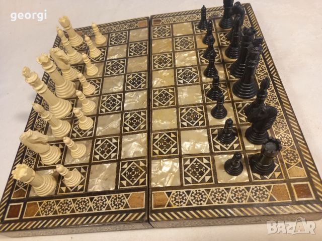 Сирийска седефена дъска за шах и табла, снимка 5 - Шах и табла - 45797386