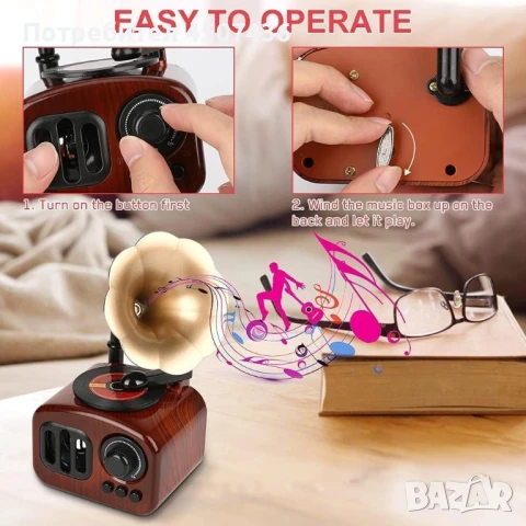 Музикална кутия, ретро фонограф, снимка 12 - Декорация за дома - 50840252