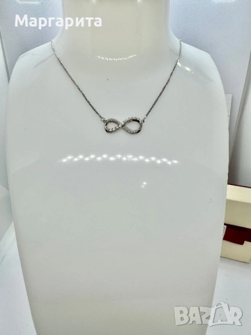 Сребърно колие с мойсанит (диамант) 10 камъка по 0.015 карата, снимка 3 - Колиета, медальони, синджири - 53785316