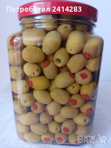 Зелени маслини Pinar 1 кг. с пълнеж от червена чушка, снимка 2 - Други - 45804239