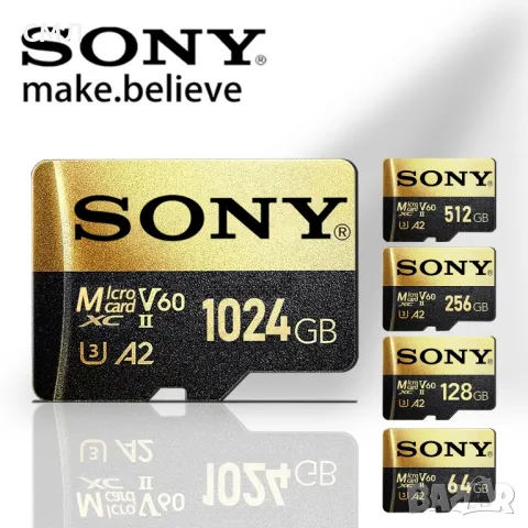 Карта с памет SONY 128GB, 256GB, 512GB, 1TB, 2TB (Micro SD) + Adapter / Адаптер, снимка 1 - Карти памет - 42112623