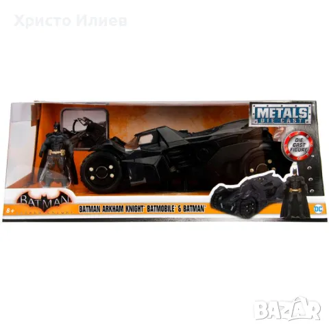 Батмобил с фигура Батман Метална кола Batman Batmobile 1:24 Jada Arkham Knight, снимка 2 - Коли, камиони, мотори, писти - 48975983