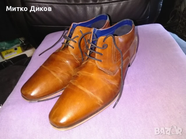 Бугатти Bugatti маркови обувки естествена кожа размер №44 стелка 29см, снимка 2 - Официални обувки - 51009176