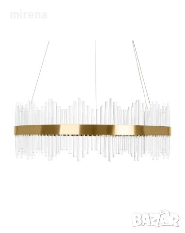 LED ЛЕД Димируем кристален полилей на връв 100 см зллатен, снимка 2 - Лампи за таван - 53224475