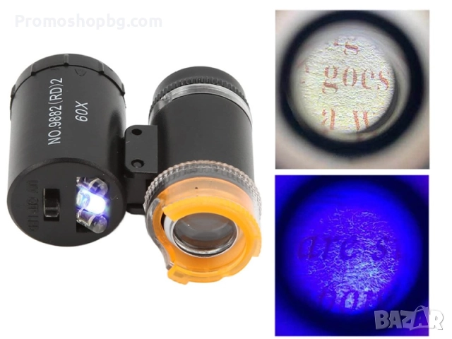 Малък джобен мини микроскоп лед увеличителна лупа за монети, платки, бижута с LED осветление, снимка 8 - Други инструменти - 51799245