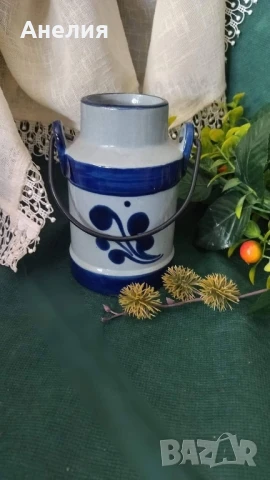 Керамичен съд с метална дръжка нов, снимка 2 - Декорация за дома - 50857234
