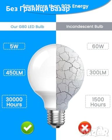 Нови 8 броя E27 LED 5W Глобус Крушка, 5000K, Енергоспестяваща, Не Мига, снимка 5 - Крушки - 45221047
