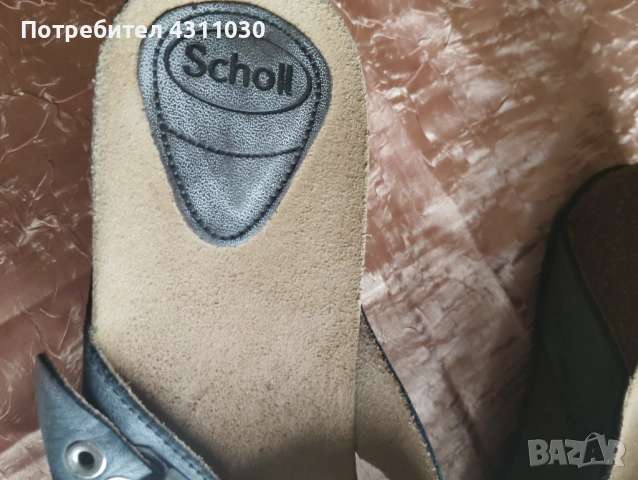 Дамски чехли Scholl естествена кожа 41 номер като ново, сиви, снимка 6 - Чехли - 53166140