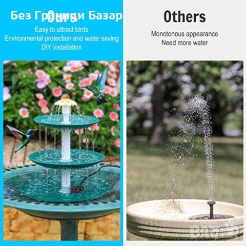 Нов Соларен воден фонтан 3.5W за птичи баня и хранилки за градина двор, снимка 5 - Други стоки за дома - 45983452
