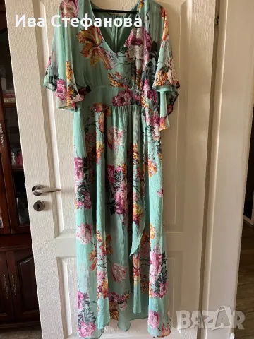 Нова етикета дълга елегантна разкошна ефирна рокля флорален принт цветя , снимка 3 - Рокли - 49855208