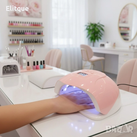 Професионална UV/LED лампа POLYUV 110W – За всички гел лакове, авто сензор, таймери, снимка 4 - Соларни лампи - 52739651