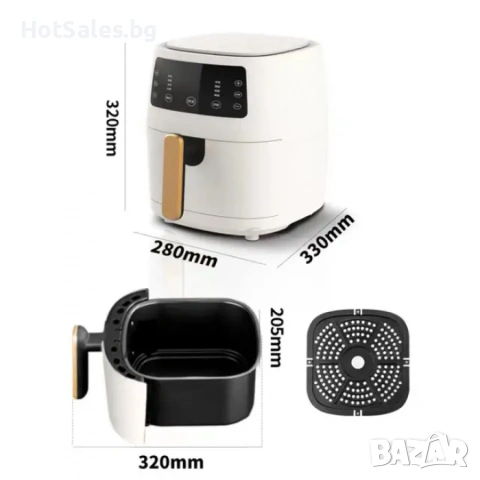 Еър Фрайер 8 литра, 2400W, снимка 4 - Фритюрници - 54029259
