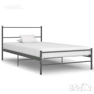 vidaXL Рамка за легло, сива, метал, 100x200 cм(SKU:284685, снимка 1 - Спални и легла - 46056899