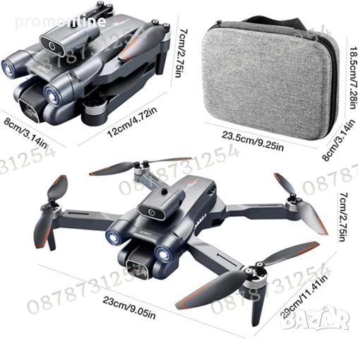 Безчетков дрон квадрокоптер двойна HD камера 8К 360 градуса 5G, снимка 10 - Други - 52239077