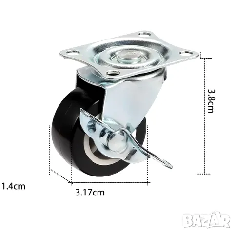 Комплект 4 броя колелца за мебели със стопер, колела, колело, снимка 2 - Други - 48624600