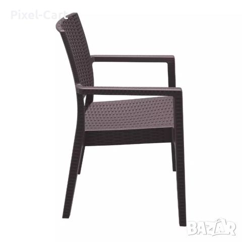 Стилен градински стол - Кафяв, снимка 2 - Столове - 46461209