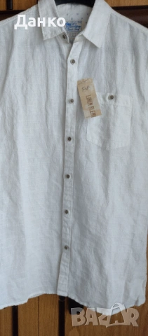 Мъжка риза с къс ръкав Linen blend F&F , снимка 3 - Ризи - 53915461