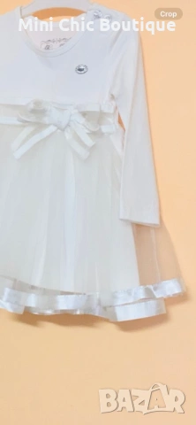 Бяла бебешка рокля, 12-24 м до 104 см-Официална с дантела, снимка 2 - Бебешки рокли - 54151972