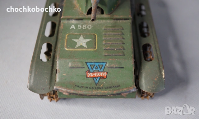 1935 Arnold Стара Немска Метална Механична Играчка танк, снимка 4 - Колекции - 53190940