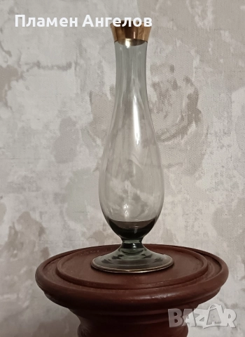 Стара, винтидж ваза-Vasi in Vetro Fume Anni 16.5см.,50,60г., снимка 8 - Антикварни и старинни предмети - 52326865