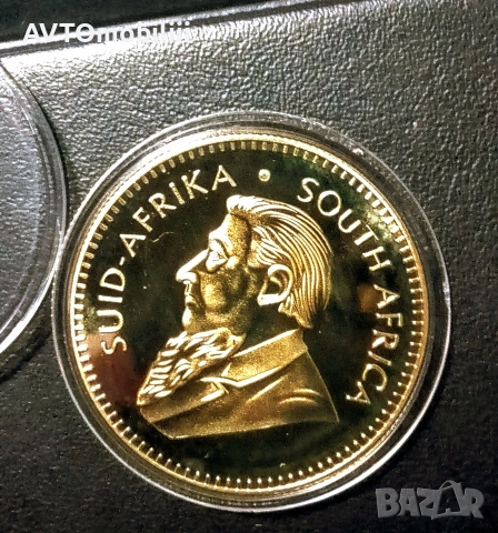 UNC позлатена монета Крюгеранд Krugerand 1974 година, снимка 3 - Нумизматика и бонистика - 53134603