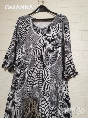 ДЪЛГА СТРАХОТНА ЧЕРНО БЯЛА РОКЛЯ 2XL-3XL, снимка 3 - Рокли - 50132964