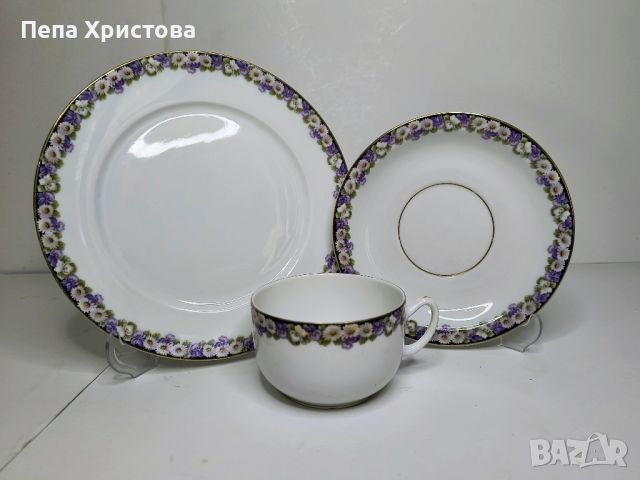 Троен сет за чай от немски порцелан Rosenthal, снимка 3 - Чаши - 46413912