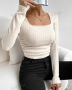 Бежова блуза Shein, снимка 1 - Блузи с дълъг ръкав и пуловери - 44973151