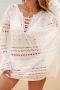 Дамска плажна рокля в бяло с дълъг ръкав, снимка 3