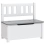Детска пейка за съхранение, бяло и сиво, 60x30x55 см, МДФ, снимка 7