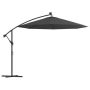 vidaXL Градински чадър с LED осветление стоманен прът 300 см антрацит(SKU:44521