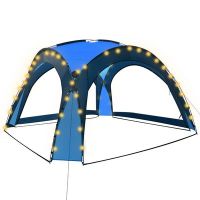 vidaXL Парти шатра с LED и 4 стени, 3,6x3,6x2,3 м, синя(SKU:92236, снимка 1 - Градински мебели, декорация  - 45598352