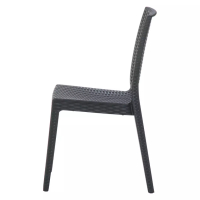 Градински стол от полипропилен с плетен дизайн - Кафяв, снимка 3 - Столове - 44962875
