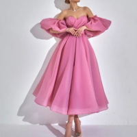  Вечерна рокля с А-линия,Розова-чисто ново, снимка 1 - Рокли - 44967748