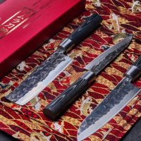 Комплект ножове Samura Black Smith, Въглеродна стомана, 3 бр., снимка 5 - Прибори за хранене, готвене и сервиране - 45176331