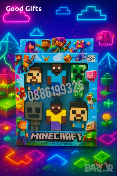 Комплект 6 броя Фигурки Майнкрафт, Комплект от 6 броя Minecraft фигурки Steve, Creeper, Skeleton, снимка 1