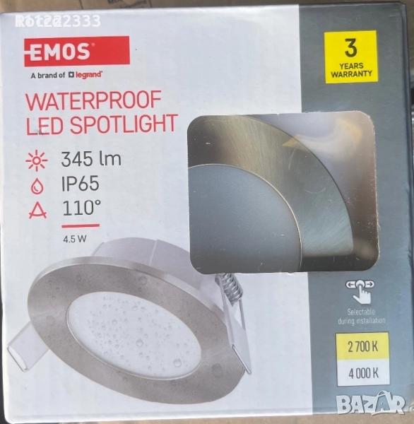 LED Спот лампа EMOS Waterproof IP65 – 4.5W, 345lm 2700/4000(6 броя налични), снимка 1