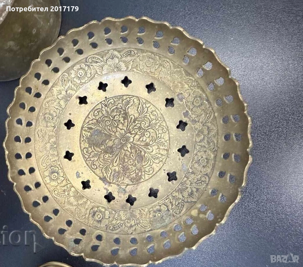 красива месингова купа чиния, снимка 1