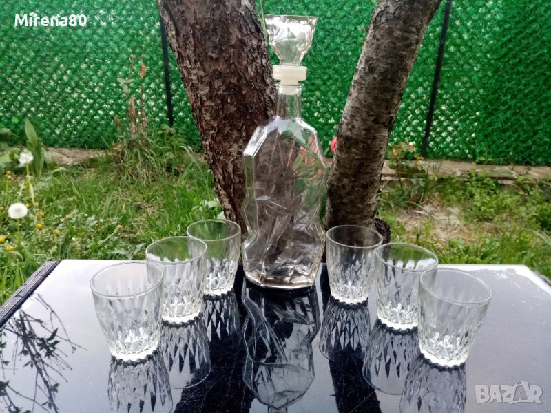 Ретро стъкло - сервиз за ракия / уиски, снимка 1