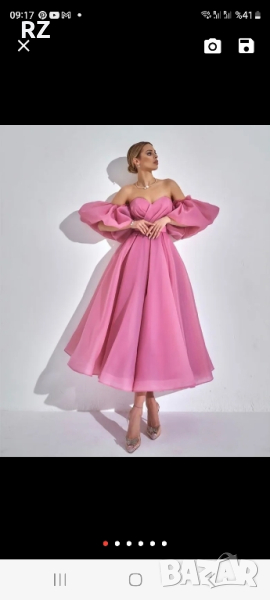  Вечерна рокля с А-линия,Розова-чисто ново, снимка 1