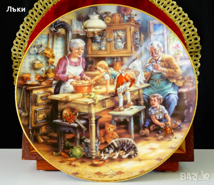 Порцеланова чиния за стена Weimar порцелан,злато. , снимка 1