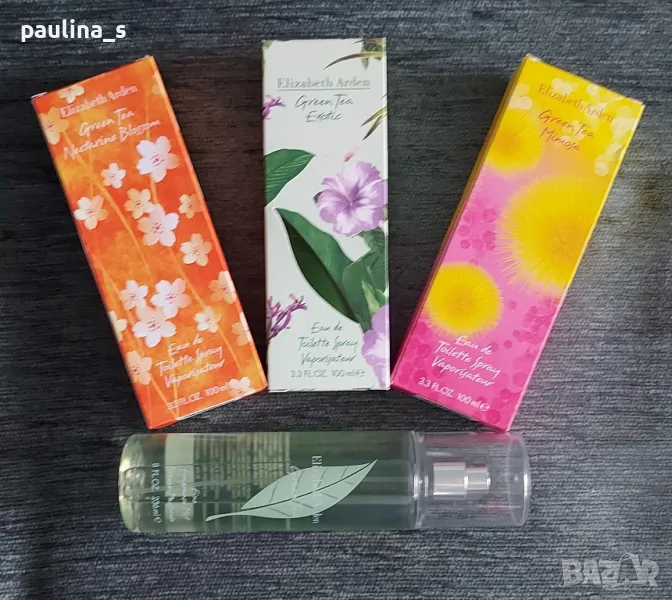 Стар бач / 4 броя / Green tea "Nectarine Blossom", "Exotic", "Mimosa" / Elizabeth Arden 100ml EDT, снимка 1